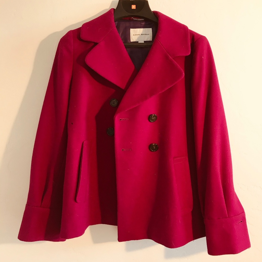 Fuchsia Pink Banana Republic Pea Coat - Medium